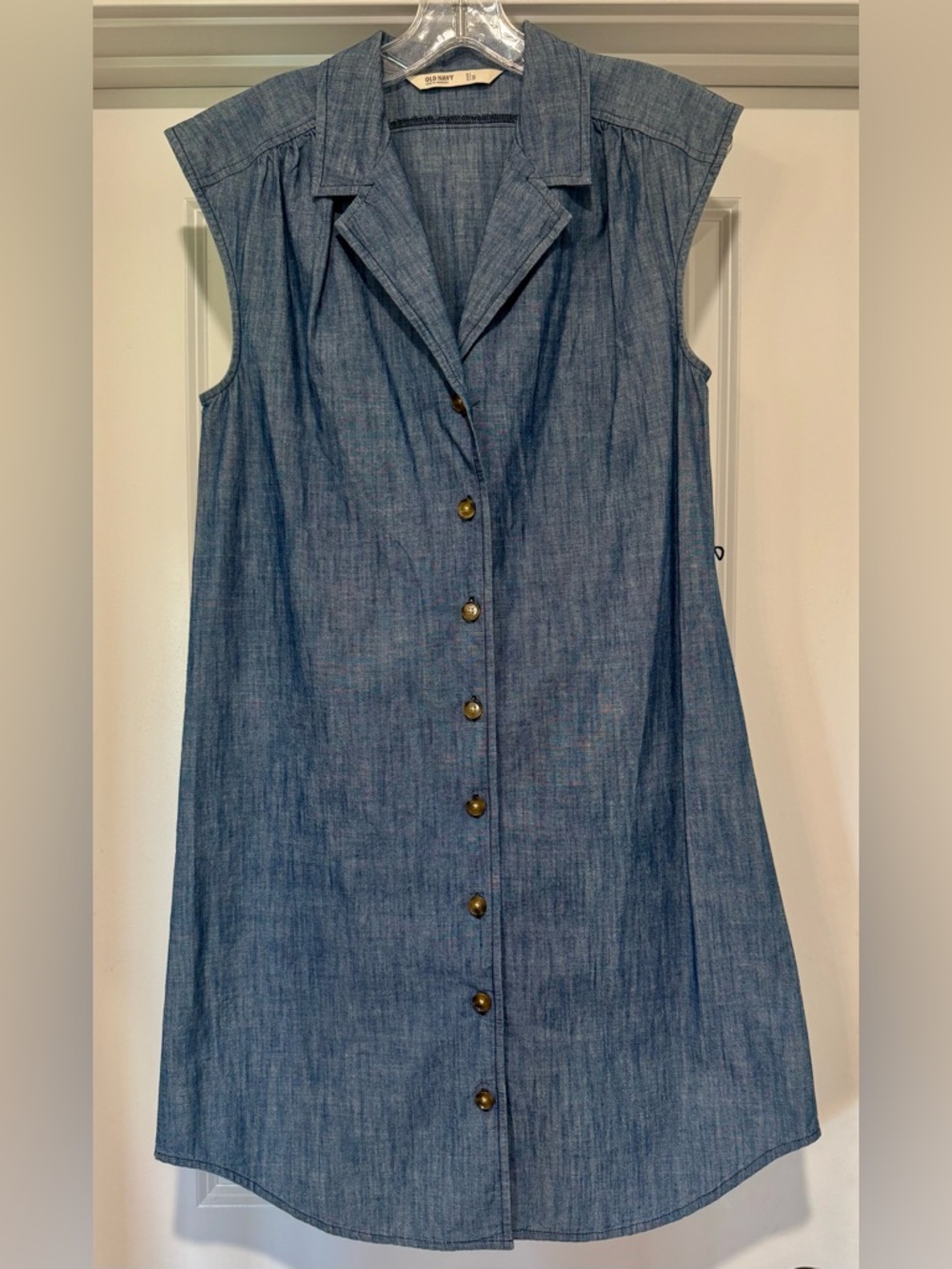 Old Navy Denim-Style Sleeveless Button Front Mini Dress - Blue